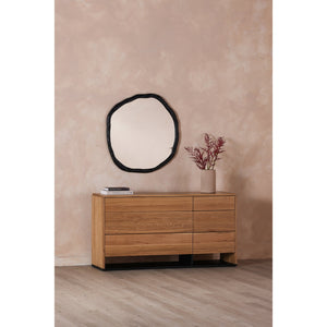 Moe's Home Quinton Dresser - Stylish Solid Oak Storage Solution With 6 Spacious Drawers And Sleek Iron Base Natural Solid Oak Sides And Drawer Front,Solid Oak Top And Iron Sheet Base Ve-1102-24