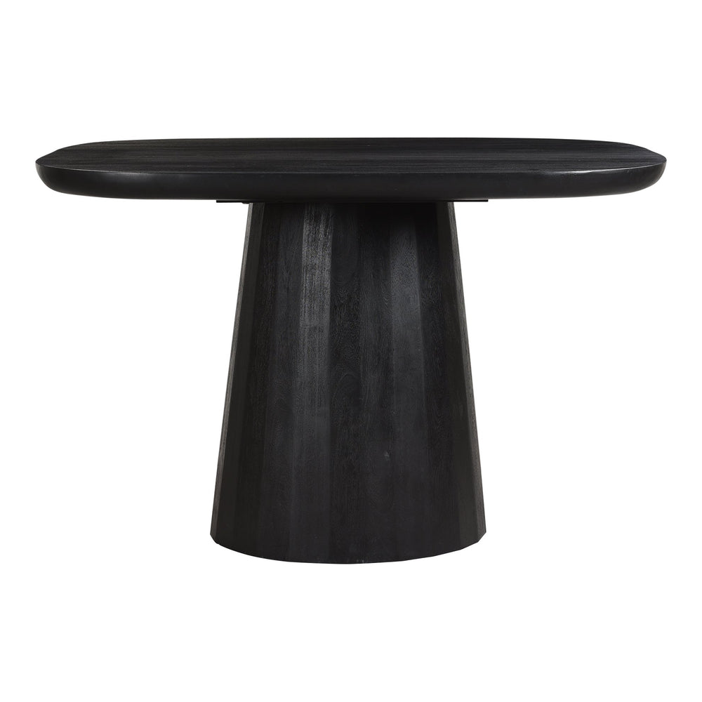 Moe's Home Freed Dining Table - Modern Rustic Solid Acacia Wood Design With Oversized Drum Pedestal Base Black Solid Acacia Wood Ve-1111-02-0
