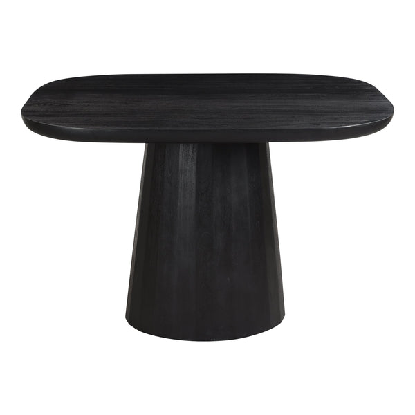 Moe's Home Freed Dining Table - Modern Rustic Solid Acacia Wood Design With Oversized Drum Pedestal Base Black Solid Acacia Wood Ve-1111-02-0