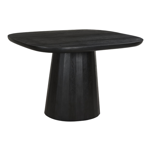 Moe's Home Freed Dining Table - Modern Rustic Solid Acacia Wood Design With Oversized Drum Pedestal Base Black Solid Acacia Wood Ve-1111-02-0