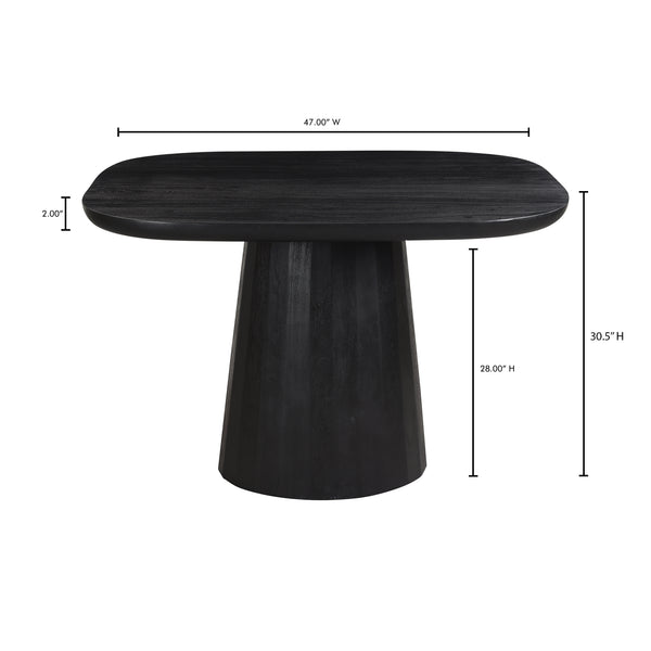 Moe's Home Freed Dining Table - Modern Rustic Solid Acacia Wood Design With Oversized Drum Pedestal Base Black Solid Acacia Wood Ve-1111-02-0