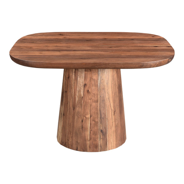 Moe's Home Freed Dining Table - Modern Rustic Acacia Wood Design With Oversized Pedestal Base For 4 Guests Natural Solid Acacia Wood Ve-1111-03-0