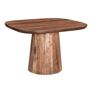 Moe's Home Freed Dining Table - Modern Rustic Acacia Wood Design With Oversized Pedestal Base For 4 Guests Natural Solid Acacia Wood Ve-1111-03-0