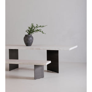 Moe's Home Evans Dining Bench - Unique Live Edge Acacia Wood Seat With Industrial Iron Legs For Stylish Dining White Solid Acacia Wood,Iron Legs Ve-1118-18-0