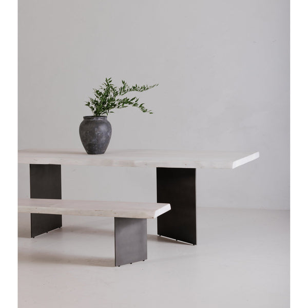 Moe's Home Evans Dining Bench - Unique Live Edge Acacia Wood Seat With Industrial Iron Legs For Stylish Dining White Solid Acacia Wood,Iron Legs Ve-1118-18-0