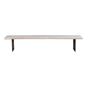 Moe's Home Evans Dining Bench - Unique Live Edge Acacia Wood Seat With Industrial Iron Legs For Stylish Dining White Solid Acacia Wood,Iron Legs Ve-1118-18-0