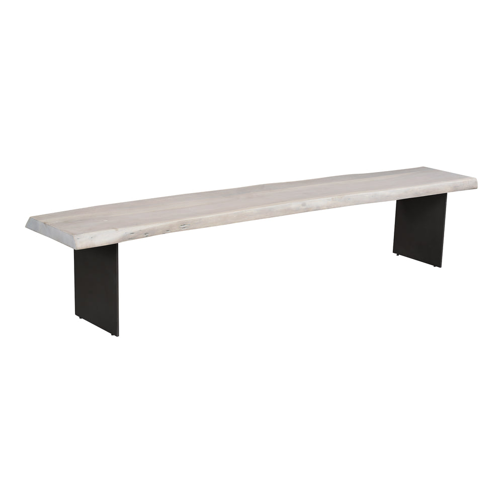 Moe's Home Evans Dining Bench - Unique Live Edge Acacia Wood Seat With Industrial Iron Legs For Stylish Dining White Solid Acacia Wood,Iron Legs Ve-1118-18-0