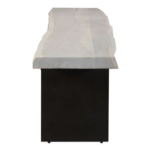 Moe's Home Evans Dining Bench - Unique Live Edge Acacia Wood Seat With Industrial Iron Legs For Stylish Dining White Solid Acacia Wood,Iron Legs Ve-1118-18-0