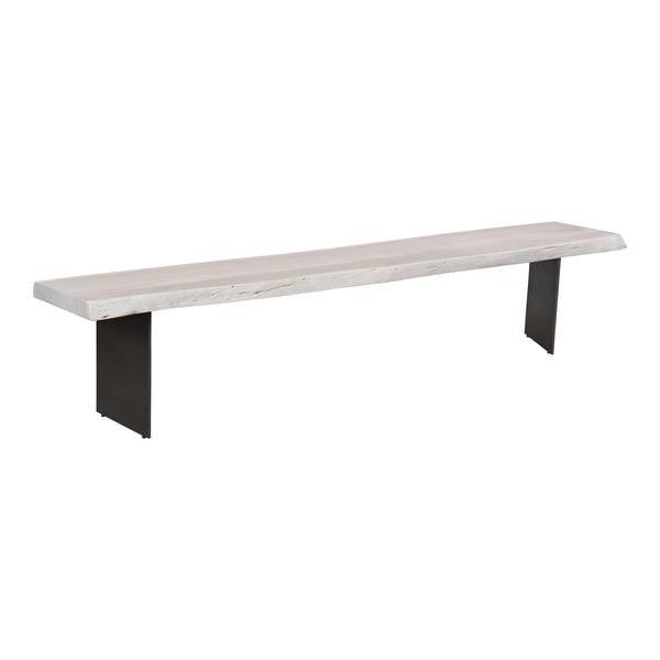 Moe's Home Evans Dining Bench - Unique Live Edge Acacia Wood Seat With Industrial Iron Legs For Stylish Dining White Solid Acacia Wood,Iron Legs Ve-1118-18-0