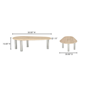 Moe's Home Fia Coffee Table With Stunning Italian Travertine Top And Elegant Chrome Legs For Modern Living Spaces Beige Italian Beige Travertine,Iron Ve-1123-34-0