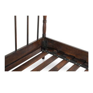 Moe's Home Vivian Bed - Timeless Elegance In Solid Acacia Wood With Turned Detailing For Luxurious Comfort Brown Acacia Wood Ve-1129-20-0