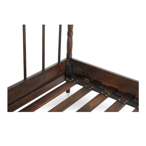 Moe's Home Vivian Bed - Timeless Elegance In Solid Acacia Wood With Turned Detailing For Luxurious Comfort Brown Acacia Wood Ve-1129-20-0