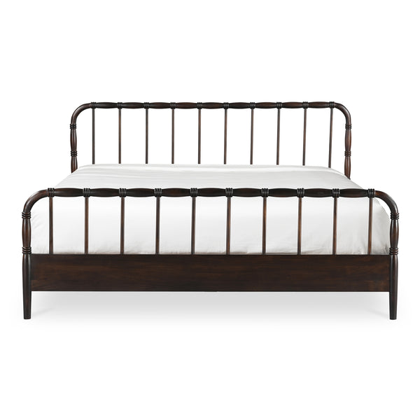 Moe's Home Vivian Bed - Timeless Elegance In Solid Acacia Wood With Turned Detailing For Luxurious Comfort Brown Acacia Wood Ve-1129-20-0