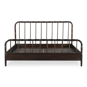 Moe's Home Vivian Bed - Timeless Elegance In Solid Acacia Wood With Turned Detailing For Luxurious Comfort Brown Acacia Wood Ve-1130-20-0