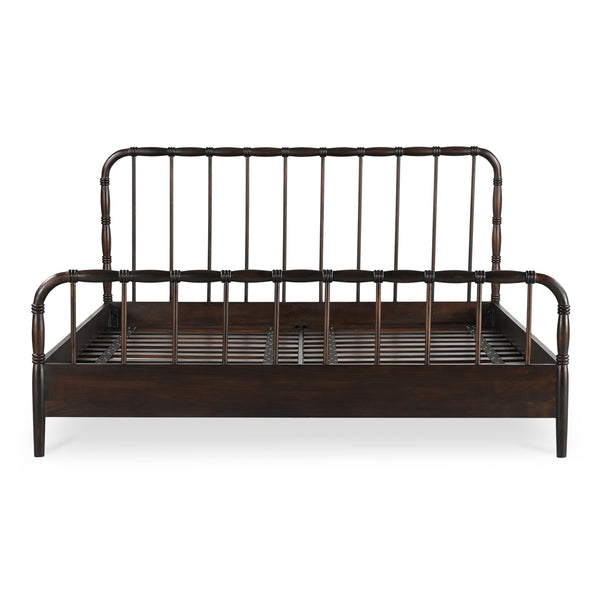 Moe's Home Vivian Bed - Timeless Elegance In Solid Acacia Wood With Turned Detailing For Luxurious Comfort Brown Acacia Wood Ve-1130-20-0