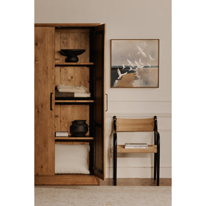 Moe's Home Tade Tall Cabinet - Timeless Solid Pine Design With 3 Shelves, Inspired By Irish Antique Craftsmanship Brown Solid Pine Wood Ve-1131-21