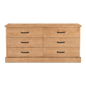 Moe's Home Tade 6 Drawer Dresser - Timeless Solid Pine Furniture Inspired By Irish Antiques For Lasting Strength Brown Solid Pine Wood,Mdf Back Ve-1133-21