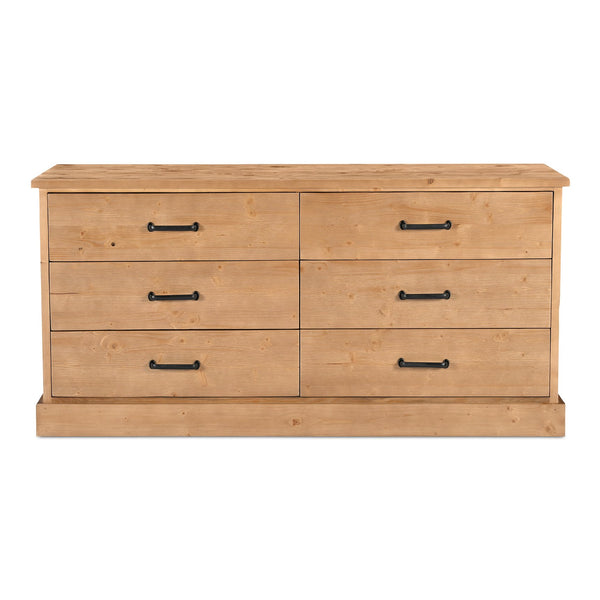 Moe's Home Tade 6 Drawer Dresser - Timeless Solid Pine Furniture Inspired By Irish Antiques For Lasting Strength Brown Solid Pine Wood,Mdf Back Ve-1133-21