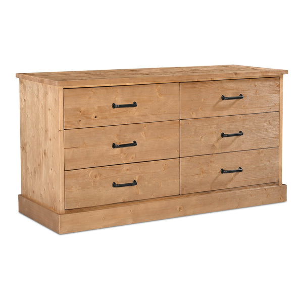 Moe's Home Tade 6 Drawer Dresser - Timeless Solid Pine Furniture Inspired By Irish Antiques For Lasting Strength Brown Solid Pine Wood,Mdf Back Ve-1133-21