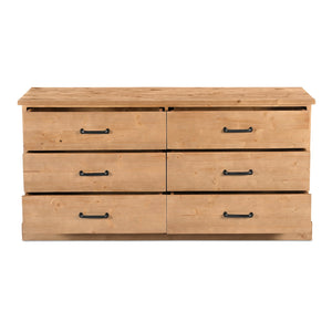 Moe's Home Tade 6 Drawer Dresser - Timeless Solid Pine Furniture Inspired By Irish Antiques For Lasting Strength Brown Solid Pine Wood,Mdf Back Ve-1133-21