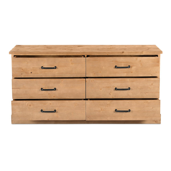 Moe's Home Tade 6 Drawer Dresser - Timeless Solid Pine Furniture Inspired By Irish Antiques For Lasting Strength Brown Solid Pine Wood,Mdf Back Ve-1133-21