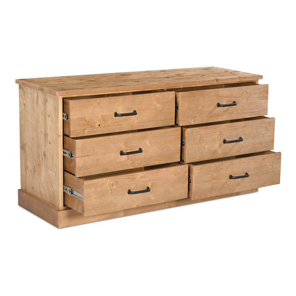 Moe's Home Tade 6 Drawer Dresser - Timeless Solid Pine Furniture Inspired By Irish Antiques For Lasting Strength Brown Solid Pine Wood,Mdf Back Ve-1133-21