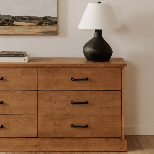 Moe's Home Tade 6 Drawer Dresser - Timeless Solid Pine Furniture Inspired By Irish Antiques For Lasting Strength Brown Solid Pine Wood,Mdf Back Ve-1133-21