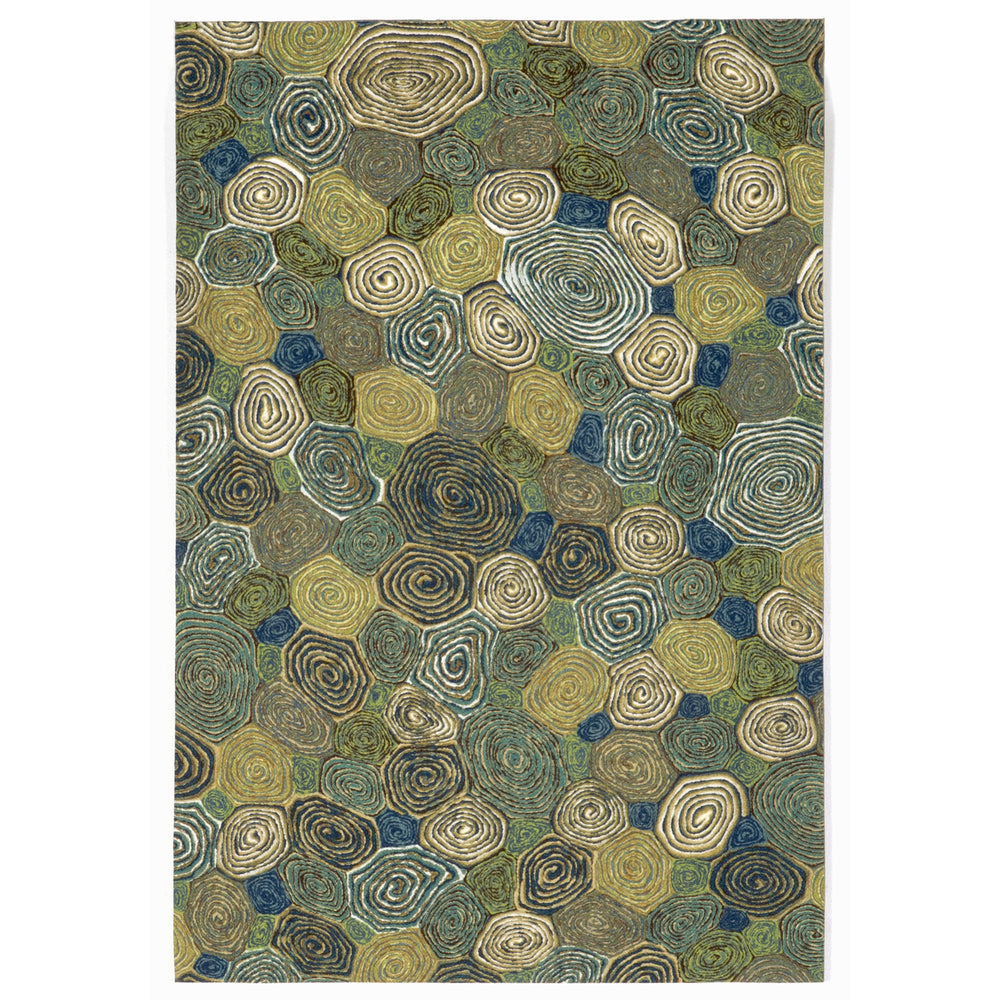 Trans Ocean Liora Manne Visions Iii Giant Swirls Indoor/Outdoor Area Rug - Durable, Artful Accent For Any Space Green Polyester Veb23310203