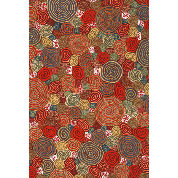 Trans Ocean Liora Manne Visions Iii Giant Swirls Indoor/Outdoor Area Rug - Durable, Artful Accent For Any Space Red Polyester Veb23310224