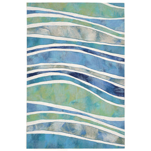 Trans Ocean Liora Manne Visions Iii Wave Indoor/Outdoor Area Rug - Durable, Artful Design For Any Space Blue Polyester Veb23312604