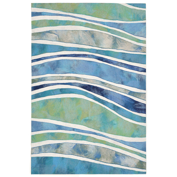 Trans Ocean Liora Manne Visions Iii Wave Indoor/Outdoor Area Rug - Durable, Artful Design For Any Space Blue Polyester Veb23312604