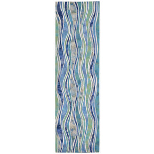 Trans Ocean Liora Manne Visions Iii Wave Indoor/Outdoor Area Rug - Durable, Artful Design For Any Space Blue Polyester Vebr8312604