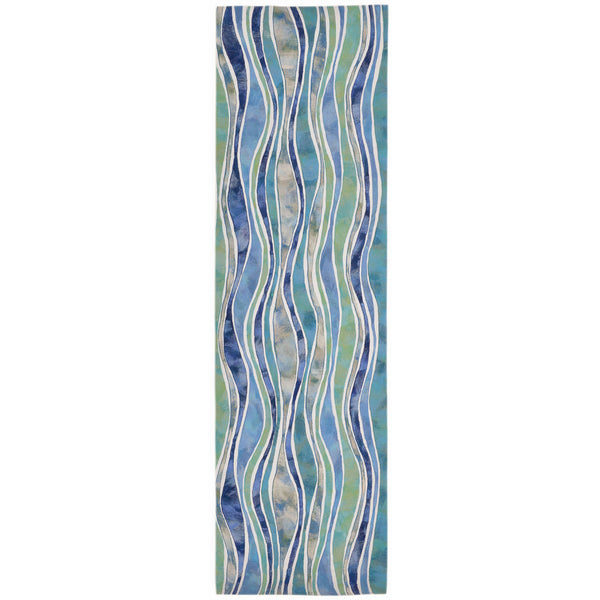 Trans Ocean Liora Manne Visions Iii Wave Indoor/Outdoor Area Rug - Durable, Artful Design For Any Space Blue Polyester Vebr8312604