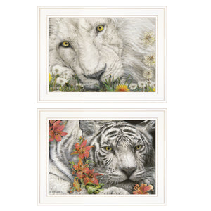 English Elm "tiger Lily Dandy Lion" Ed Wargo Botanical Two-panel Framed Art Ready to Hang B06788383