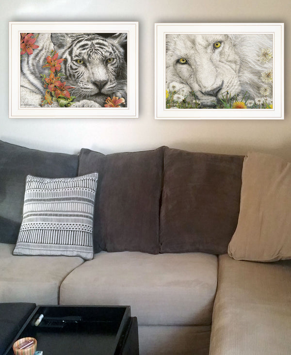 English Elm "tiger Lily Dandy Lion" Ed Wargo Botanical Two-panel Framed Art Ready to Hang B06788383
