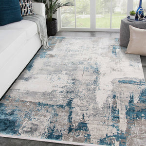 Amer Rugs Venice Abstract Design Power-loom Area Rug - Premium Turkish Craftsmanship For Elegant Spaces Gray Viscose, Acrylic Ven10203