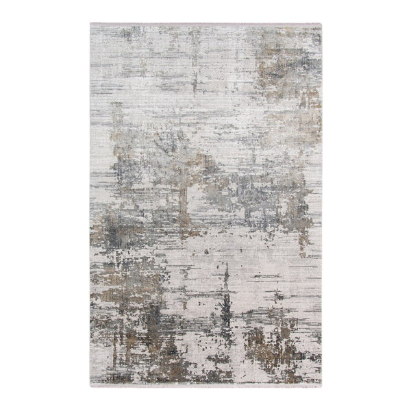 Amer Rugs Venice Abstract Design Power-loom Area Rug - Premium Turkish Craftsmanship For Elegant Spaces Ivory,Gold Viscose, Acrylic Ven20203