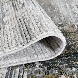 Amer Rugs Venice Abstract Design Power-loom Area Rug - Premium Turkish Craftsmanship For Elegant Spaces Ivory,Gold Viscose, Acrylic Ven20203