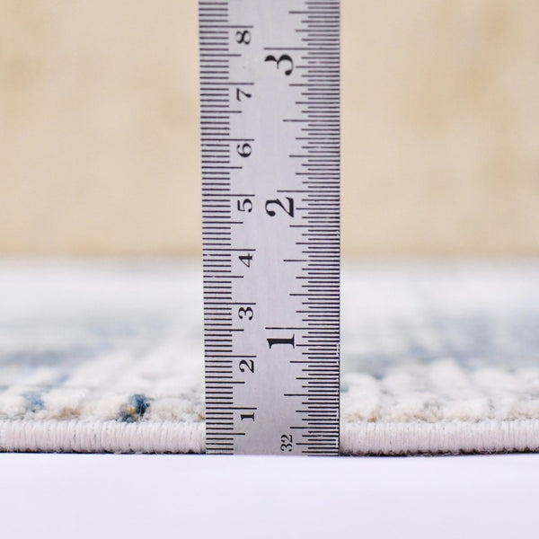 Amer Rugs Venice Abstract Design Power-loom Area Rug - Premium Turkish Craftsmanship For Elegant Spaces Ivory,Blue Viscose, Acrylic Ven30203