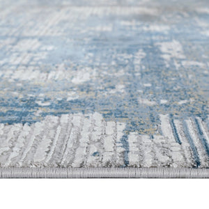 Amer Rugs Venice Abstract Design Power-loom Area Rug - Premium Turkish Craftsmanship For Elegant Spaces Ivory,Blue Viscose, Acrylic Ven30203