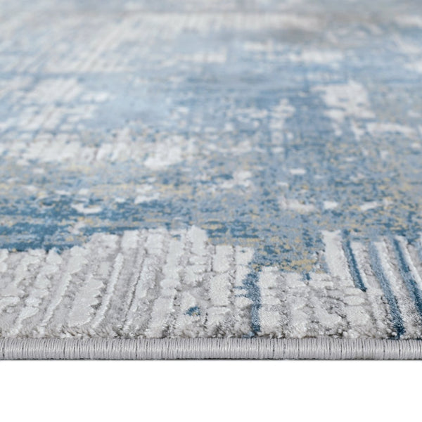 Amer Rugs Venice Abstract Design Power-loom Area Rug - Premium Turkish Craftsmanship For Elegant Spaces Ivory,Blue Viscose, Acrylic Ven30203