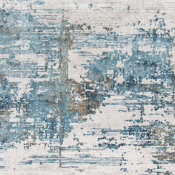 Amer Rugs Venice Abstract Design Power-loom Area Rug - Premium Turkish Craftsmanship For Elegant Spaces Ivory,Blue Viscose, Acrylic Ven30203