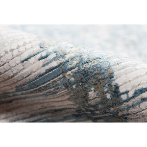 Amer Rugs Venice Abstract Design Power-loom Area Rug - Premium Turkish Craftsmanship For Elegant Spaces Ivory,Blue Viscose, Acrylic Ven30203