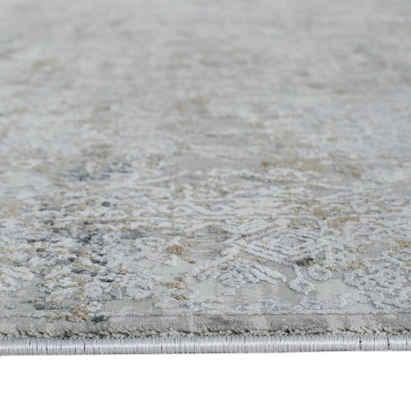 Amer Rugs Venice Contemporary Bordered Power-loom Area Rug - Premium Hand-carved Silk & Acrylic Elegance Gray,Gold Viscose, Acrylic Ven40203