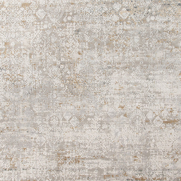 Amer Rugs Venice Contemporary Bordered Power-loom Area Rug - Premium Hand-carved Silk & Acrylic Elegance Gray,Gold Viscose, Acrylic Ven40203