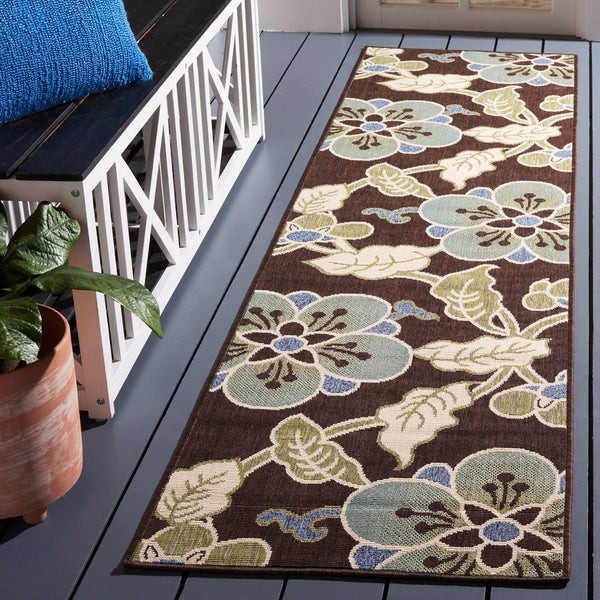 Safavieh Veranda Premium Decorative Area Rug – Luxurious Comfort With Stunning Chocolate Aqua Design Chocolate ,Aqua 87% Polypropylen,9.3% Polyester,3.7% Latex Ver001-0623-7sq