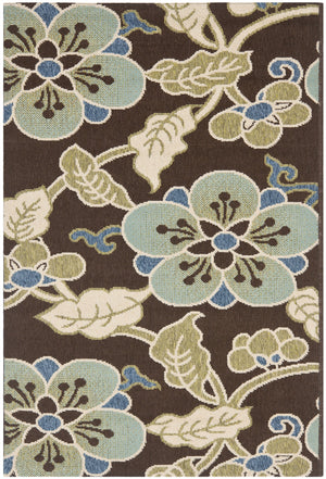 Safavieh Veranda Premium Decorative Area Rug – Luxurious Comfort With Stunning Chocolate Aqua Design Chocolate ,Aqua 87% Polypropylen,9.3% Polyester,3.7% Latex Ver001-0623-7sq