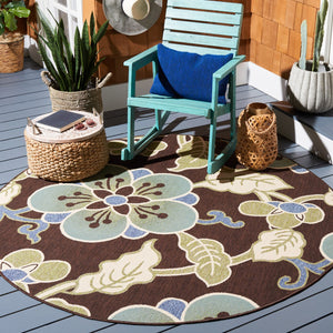 Safavieh Veranda Premium Decorative Area Rug – Luxurious Comfort With Stunning Chocolate Aqua Design Chocolate ,Aqua 87% Polypropylen,9.3% Polyester,3.7% Latex Ver001-0623-7sq