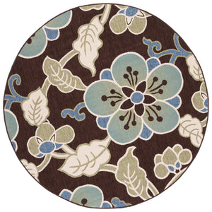 Safavieh Veranda Premium Decorative Area Rug – Luxurious Comfort With Stunning Chocolate Aqua Design Chocolate ,Aqua 87% Polypropylen,9.3% Polyester,3.7% Latex Ver001-0623-7sq