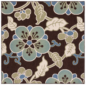 Safavieh Veranda Premium Decorative Area Rug – Luxurious Comfort With Stunning Chocolate Aqua Design Chocolate ,Aqua 87% Polypropylen,9.3% Polyester,3.7% Latex Ver001-0623-7sq